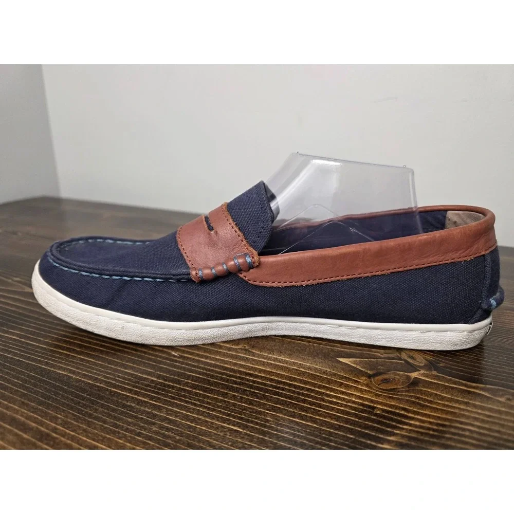 Cole Haan Nantucket 2.0 Men's Shoes Size 10 M Navy‎ Brown Canvas Slip On Loafers